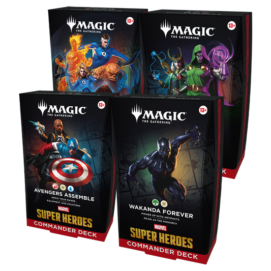 Magic The Gathering Marvel Super Heroes Commander decks - sealed set of 4 (Avengers Assemble, Wakanda Forever, The Fantastic Four, Doom Prevails)