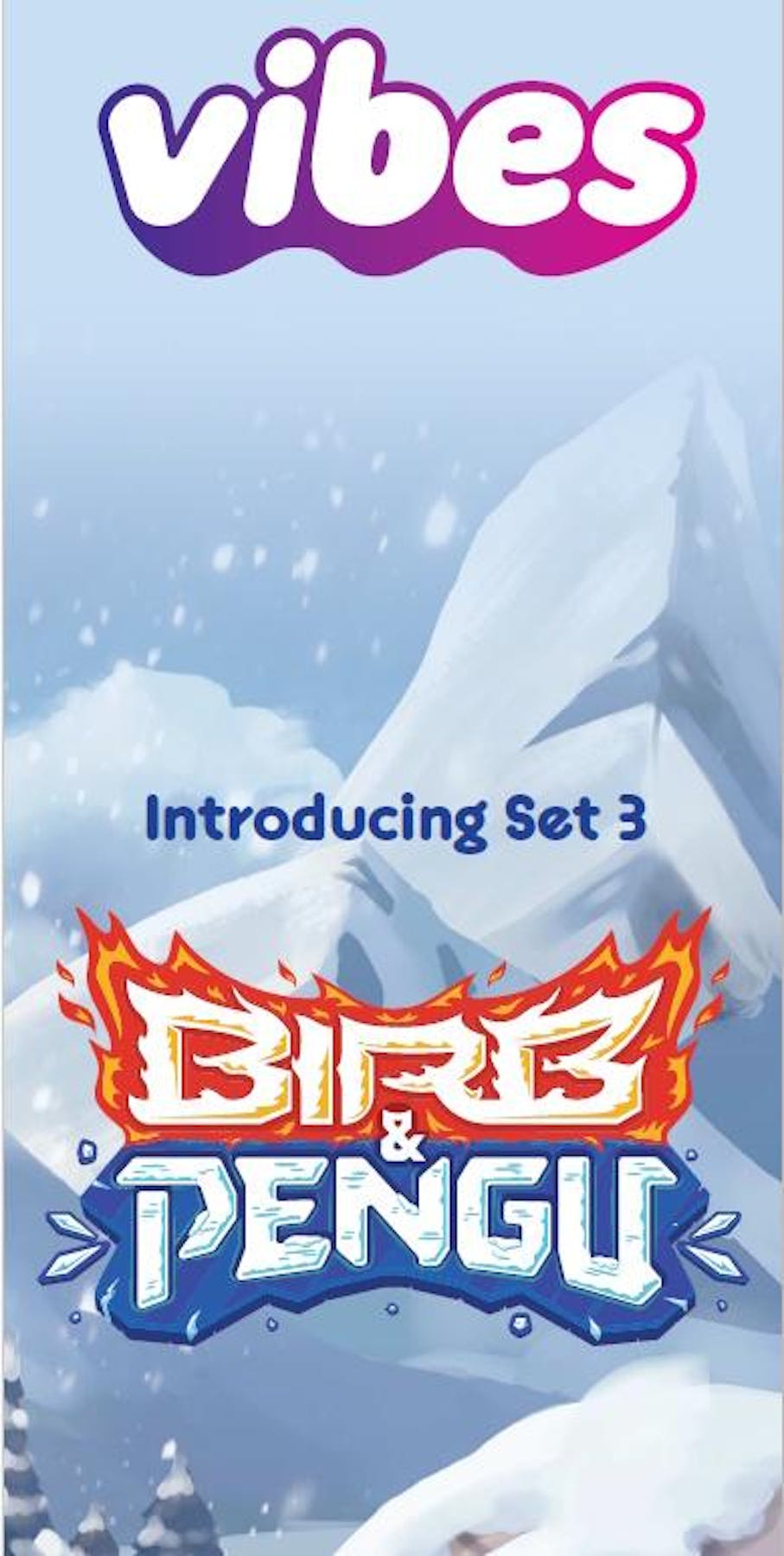 Vibes TCG Birb & Pengu Series 3 sample cards showing Birb and Fish foil treatments
